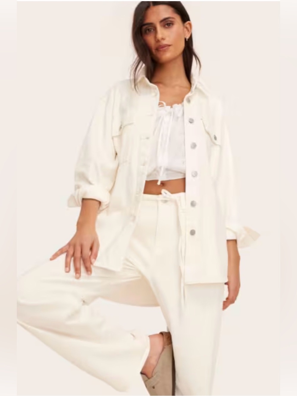 Parke Women's Cream Button-Front Jean Jacket Shirt size 1X
